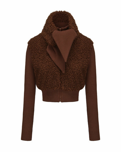 Hailey Knit Jacket: Brown Knit Jacket for Brunch - Nana Jacqueline