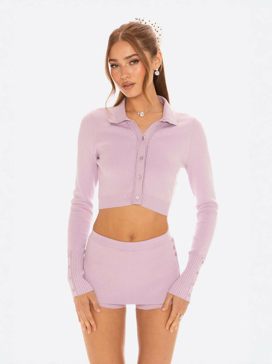 Jenna Cardigan: Purple Knit Cardigan for Brunch - Nana Jacqueline