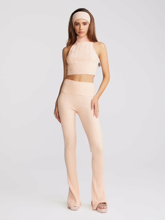Janelle Knit Pants: Peach Knit Pants for Resort Brunch - Nana Jacqueline