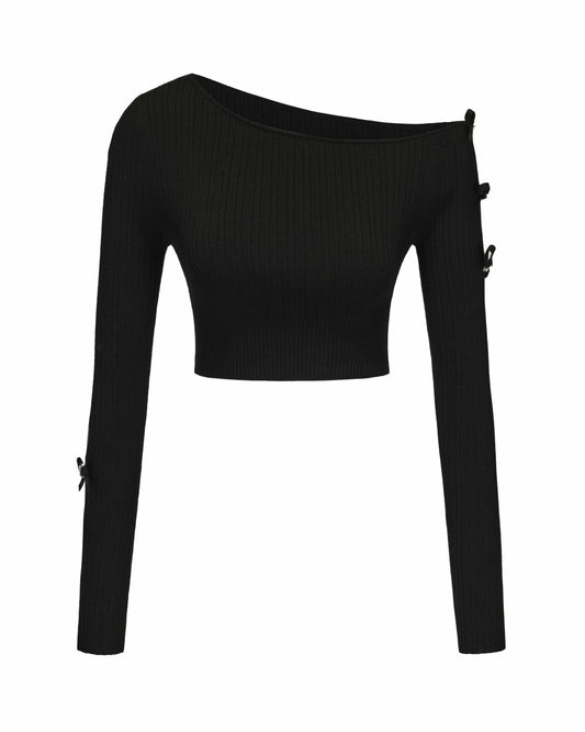 Zara Top: Black Knit Top for Date Night - Nana Jacqueline