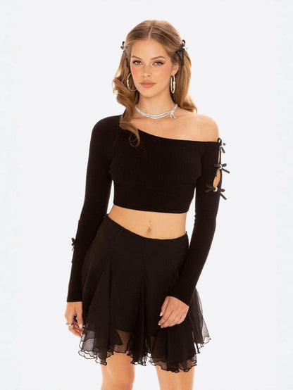 Zara Top: Black Knit Top for Date Night - Nana Jacqueline