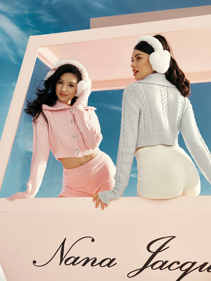 Addison Coat + Scarf Set: Pink Knit Set for Resort Brunch - Nana Jacqueline
