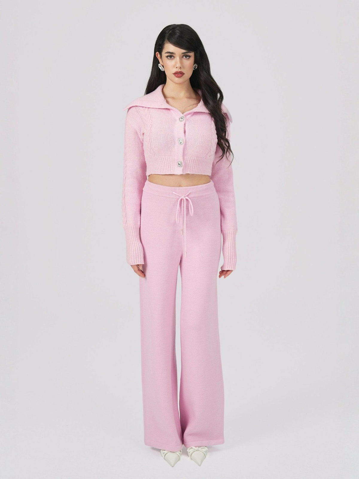 Addison Coat + Scarf Set: Pink Knit Set for Resort Brunch - Nana Jacqueline