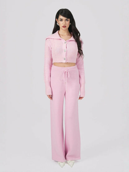 Addison Coat + Scarf Set: Pink Knit Set for Resort Brunch - Nana Jacqueline