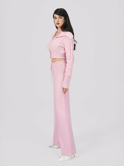 Addison Coat + Scarf Set: Pink Knit Set for Resort Brunch - Nana Jacqueline