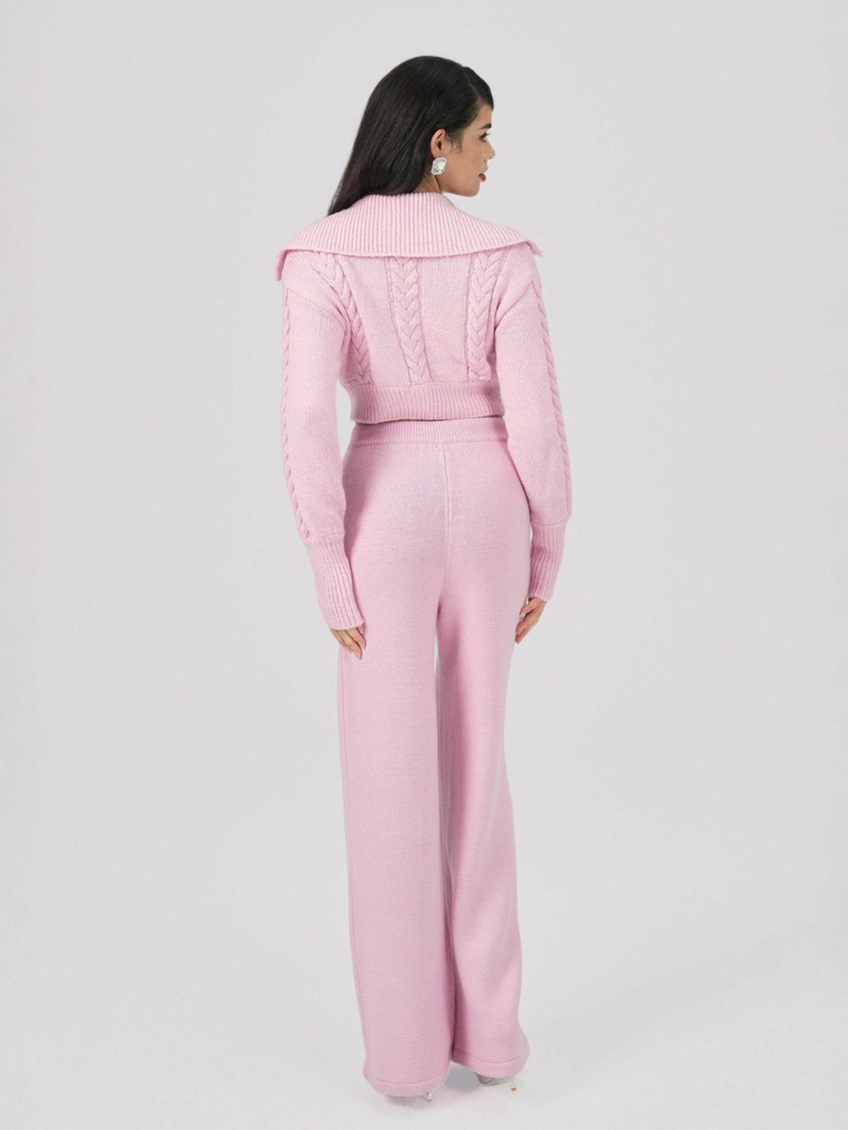 Addison Coat + Scarf Set: Pink Knit Set for Resort Brunch - Nana Jacqueline