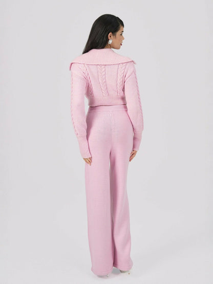 Addison Coat + Scarf Set: Pink Knit Set for Resort Brunch - Nana Jacqueline