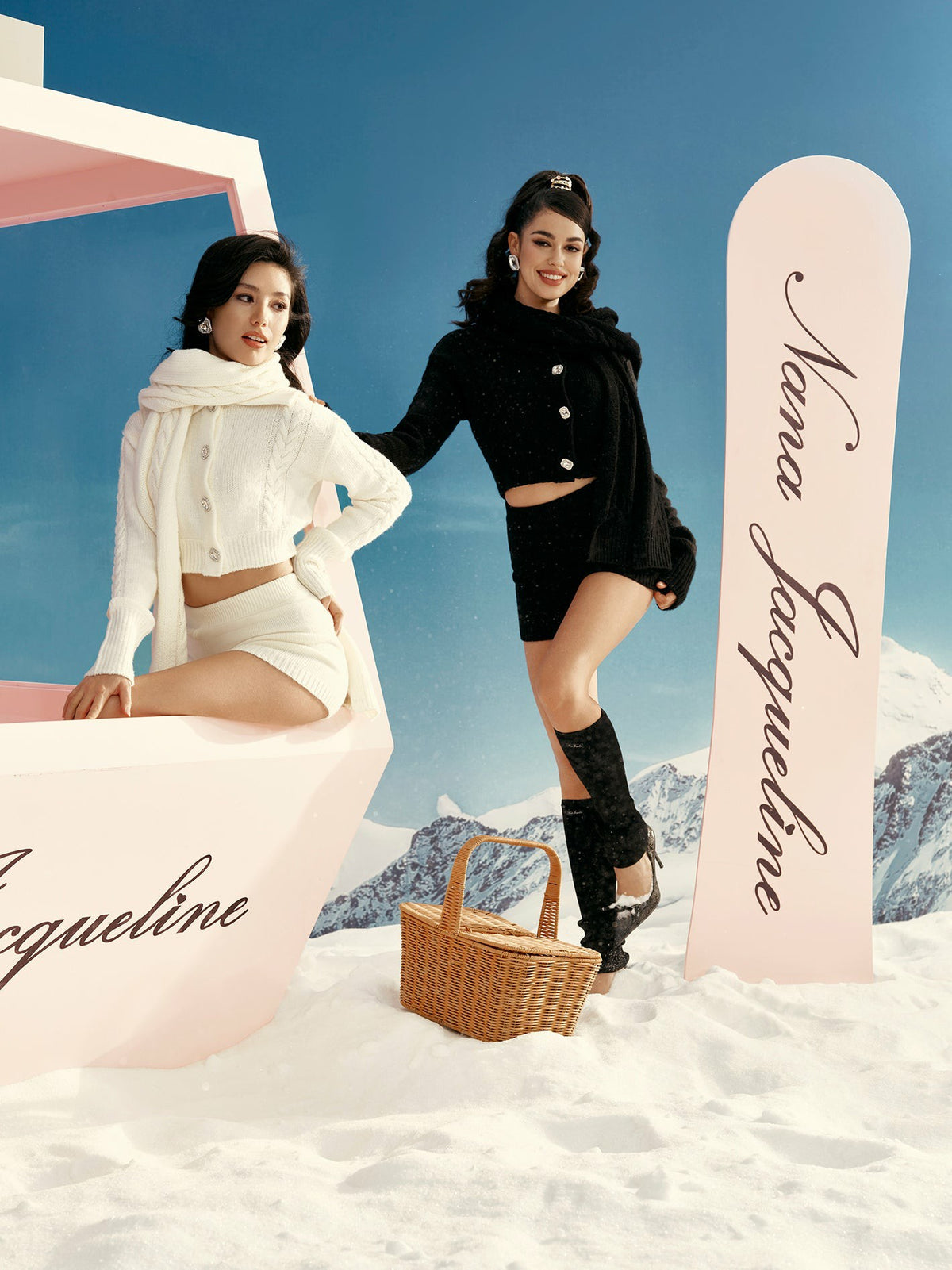 Addison Coat + Scarf Set: White Knit Set for Resort Brunch - Nana Jacqueline