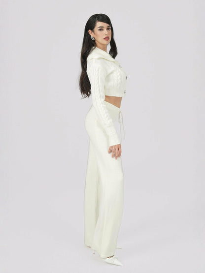 Addison Coat + Scarf Set: White Knit Set for Resort Brunch - Nana Jacqueline