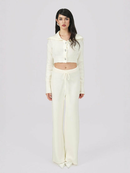 Addison Coat + Scarf Set: White Knit Set for Resort Brunch - Nana Jacqueline
