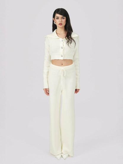Addison Pants: White Knit Pants for Resort Brunch - Nana Jacqueline