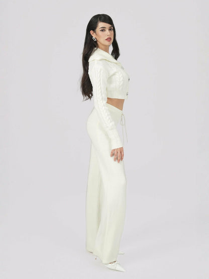 Addison Pants: White Knit Pants for Resort Brunch - Nana Jacqueline
