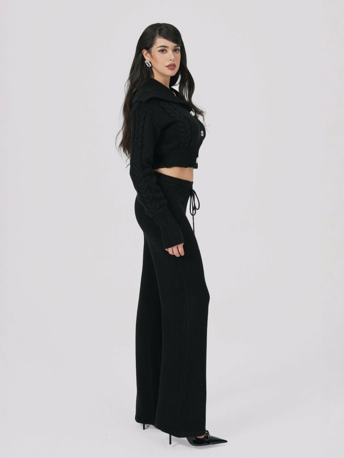 Addison Pants: Black Knit Pants for Resort Outfit - Nana Jacqueline