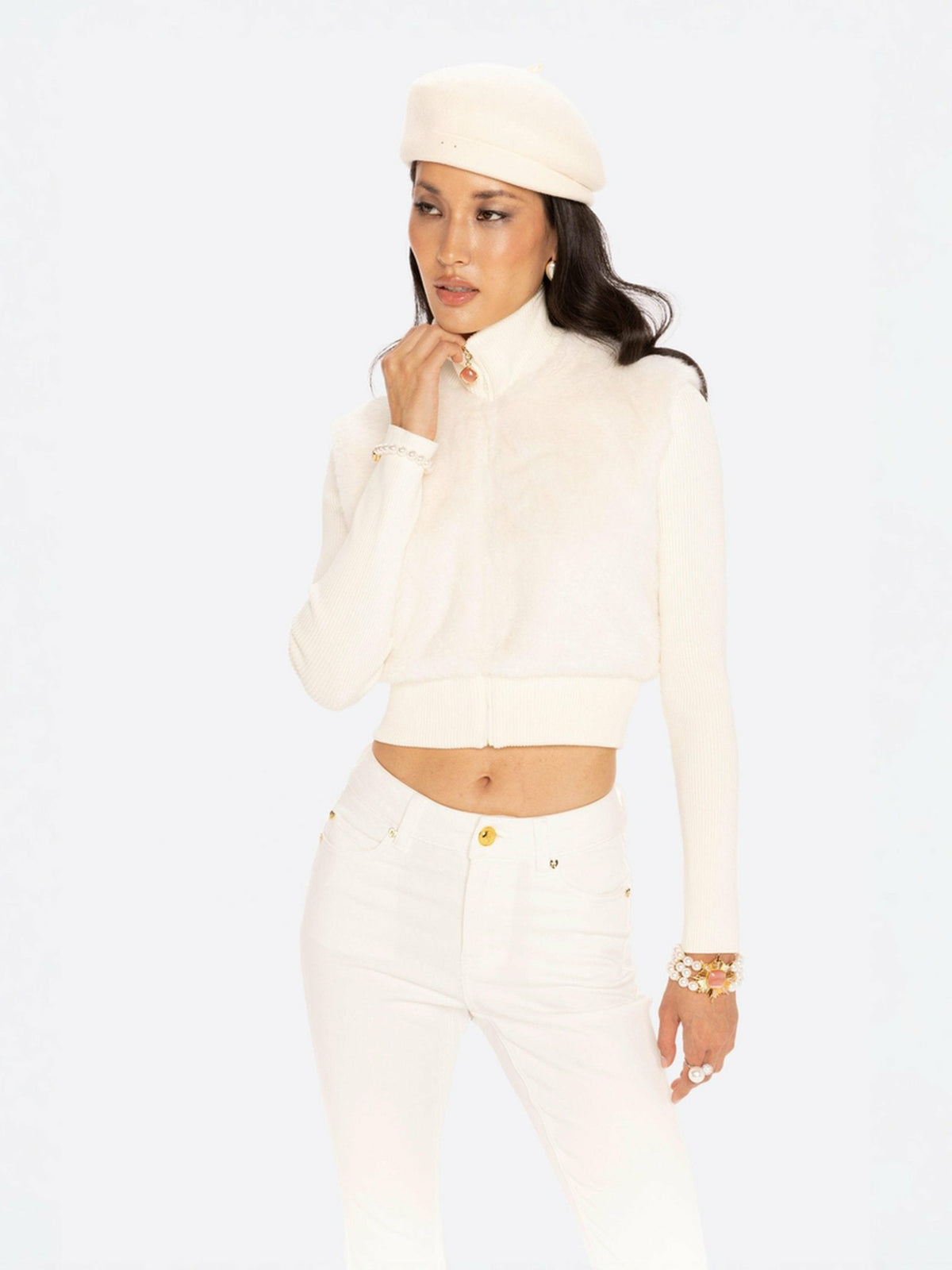 Hailey Knit Jacket: White Knit Jacket for Resort Brunch - Nana Jacqueline