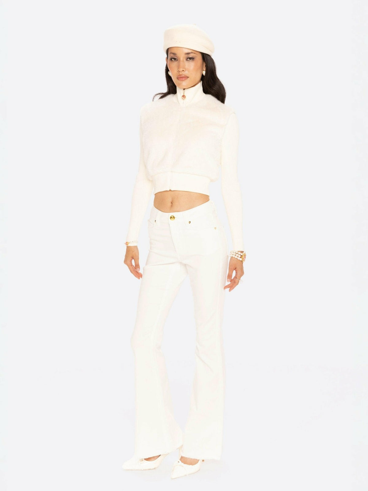Hailey Knit Jacket: White Knit Jacket for Resort Brunch - Nana Jacqueline