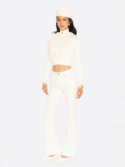 Hailey Knit Jacket: White Knit Jacket for Resort Brunch - Nana Jacqueline