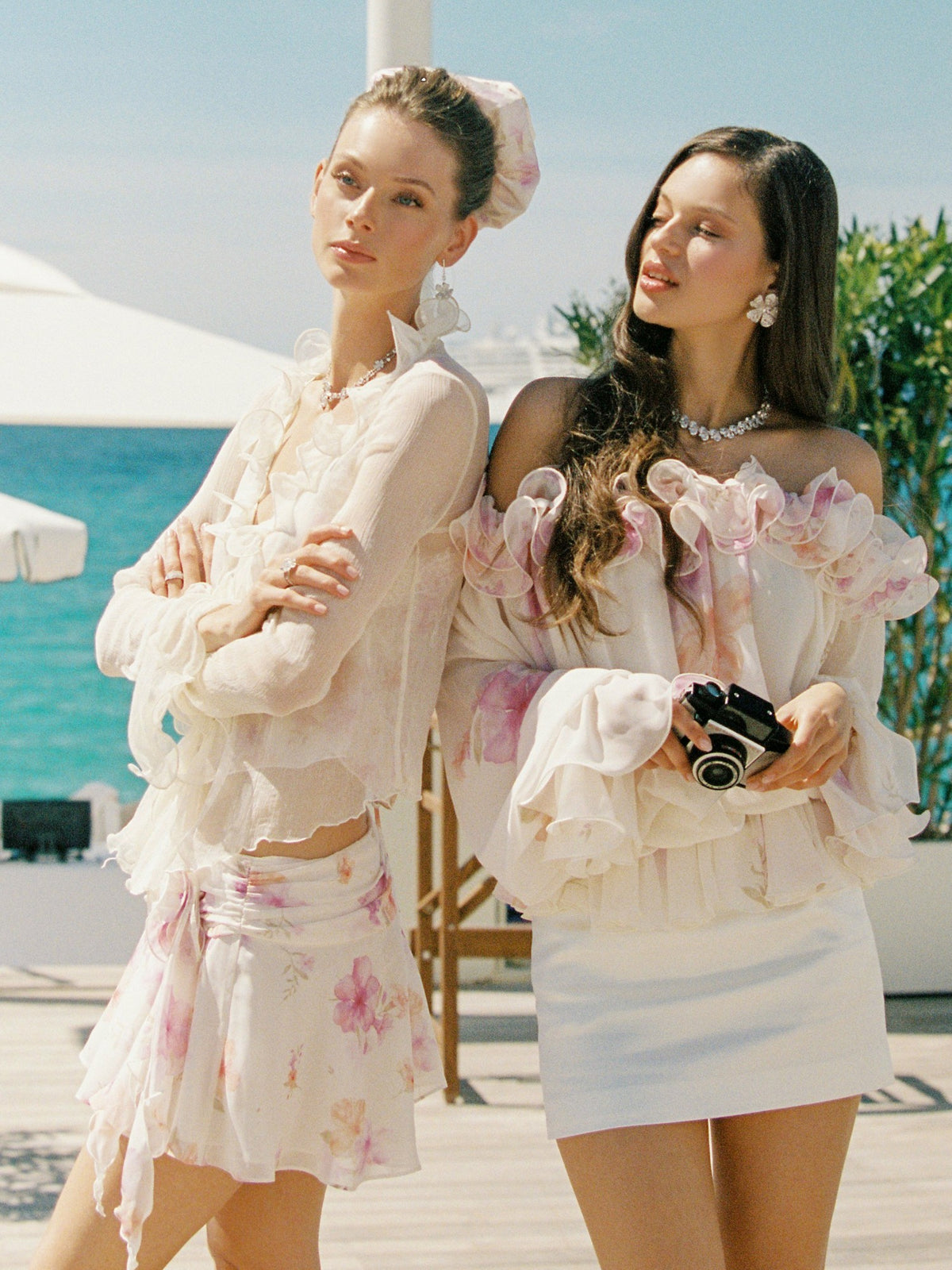 Ophelia Rosette Floral Ivory Skirt - Nana Jacqueline
