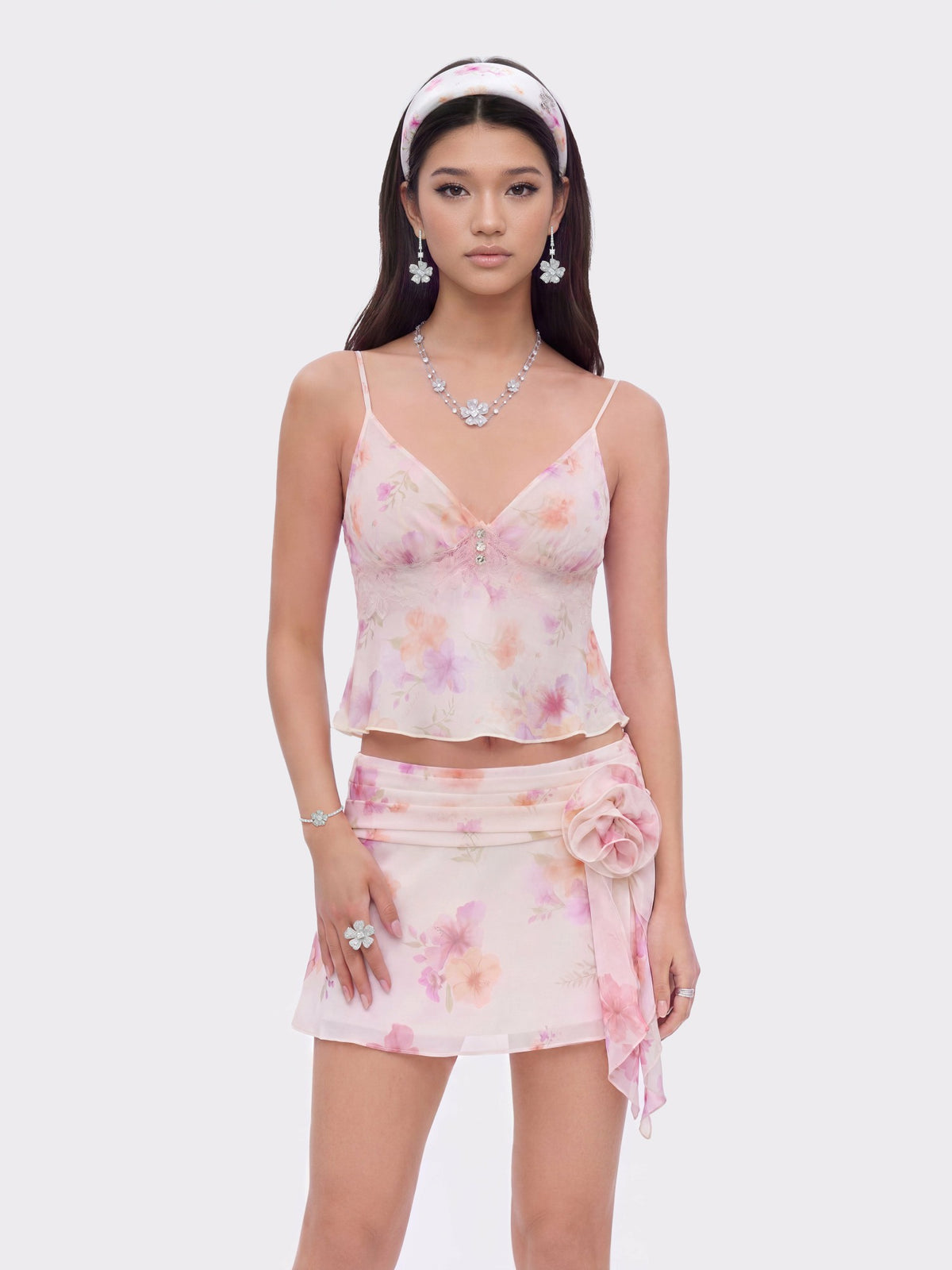 Ophelia Rosette Floral Ivory Skirt - Nana Jacqueline