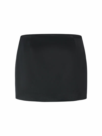 Ayla Satin Mini Black Skirt - Nana Jacqueline