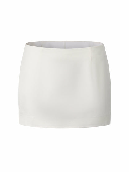 Ayla A-Line Satin White Skirt - Nana Jacqueline