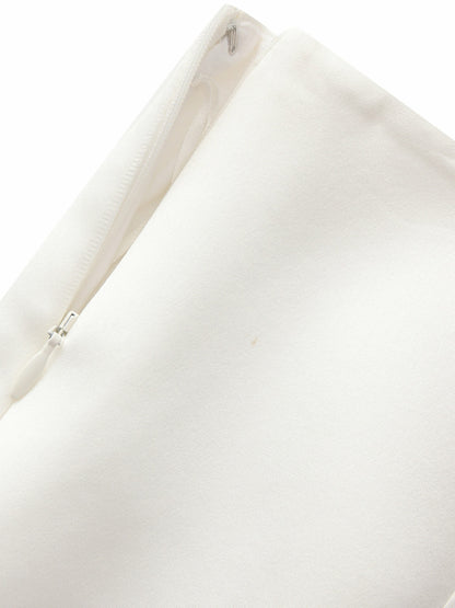 Ayla A-Line Satin White Skirt - Nana Jacqueline