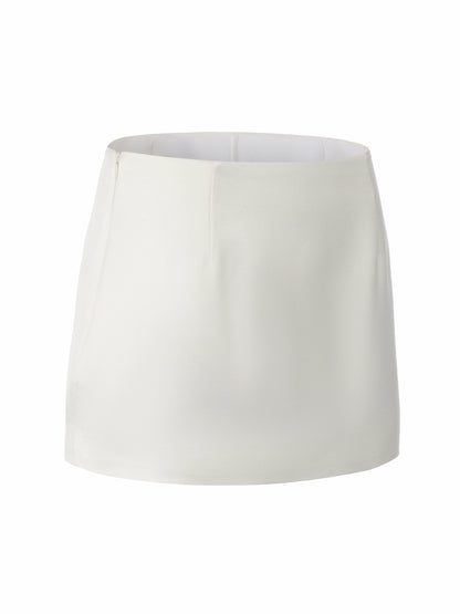 Ayla A-Line Satin White Skirt - Nana Jacqueline