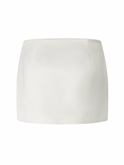 Ayla A-Line Satin White Skirt - Nana Jacqueline