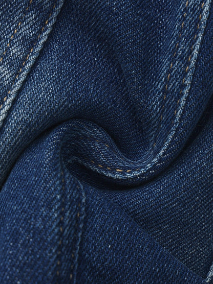 Dark Blue Low-Rise Stretch Denim Mini Skirt - Nana Jacqueline
