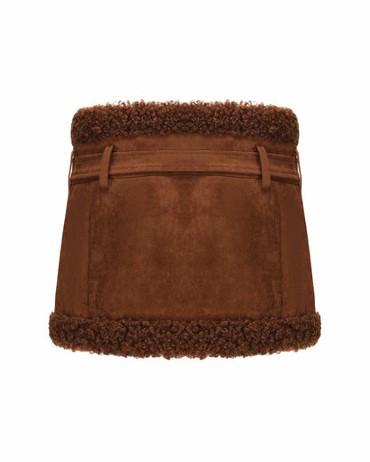 Margo Suede Skirt: Brown Mini Skirt for Fall Brunch - Nana Jacqueline