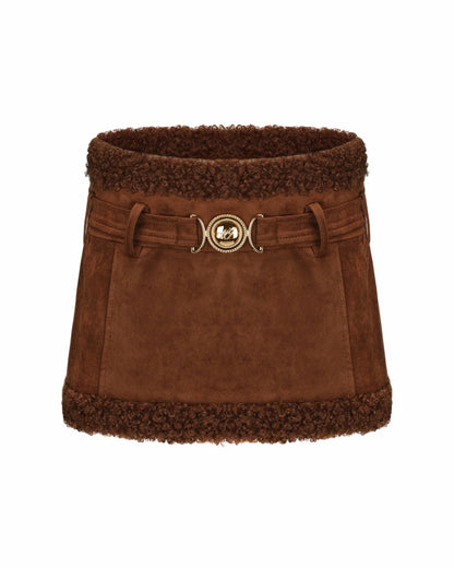 Margo Suede Skirt: Brown Mini Skirt for Fall Brunch - Nana Jacqueline
