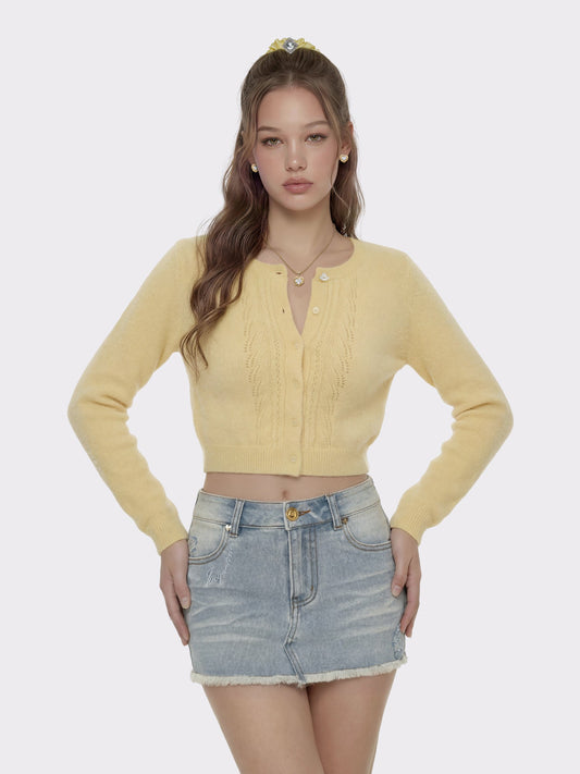 Light Blue Low-Rise Stretch Denim Mini Skirt - Nana Jacqueline