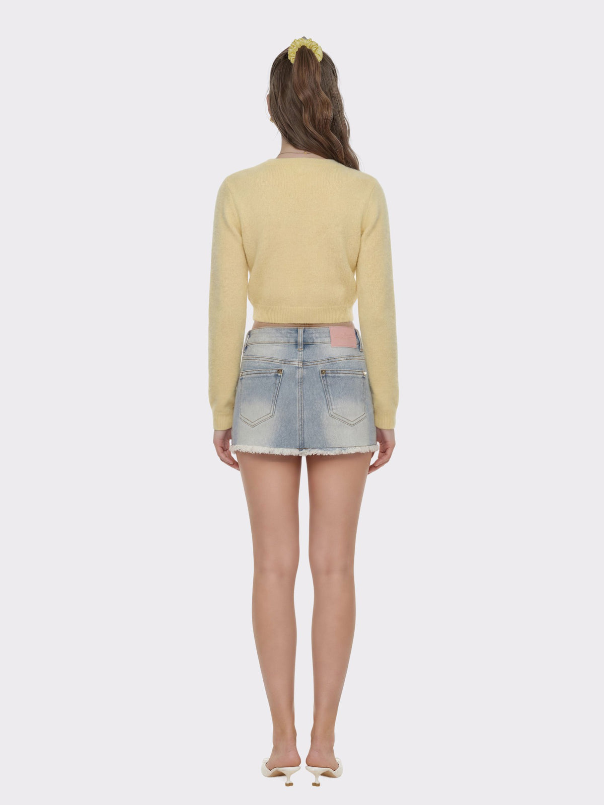Light Blue Low-Rise Stretch Denim Mini Skirt - Nana Jacqueline