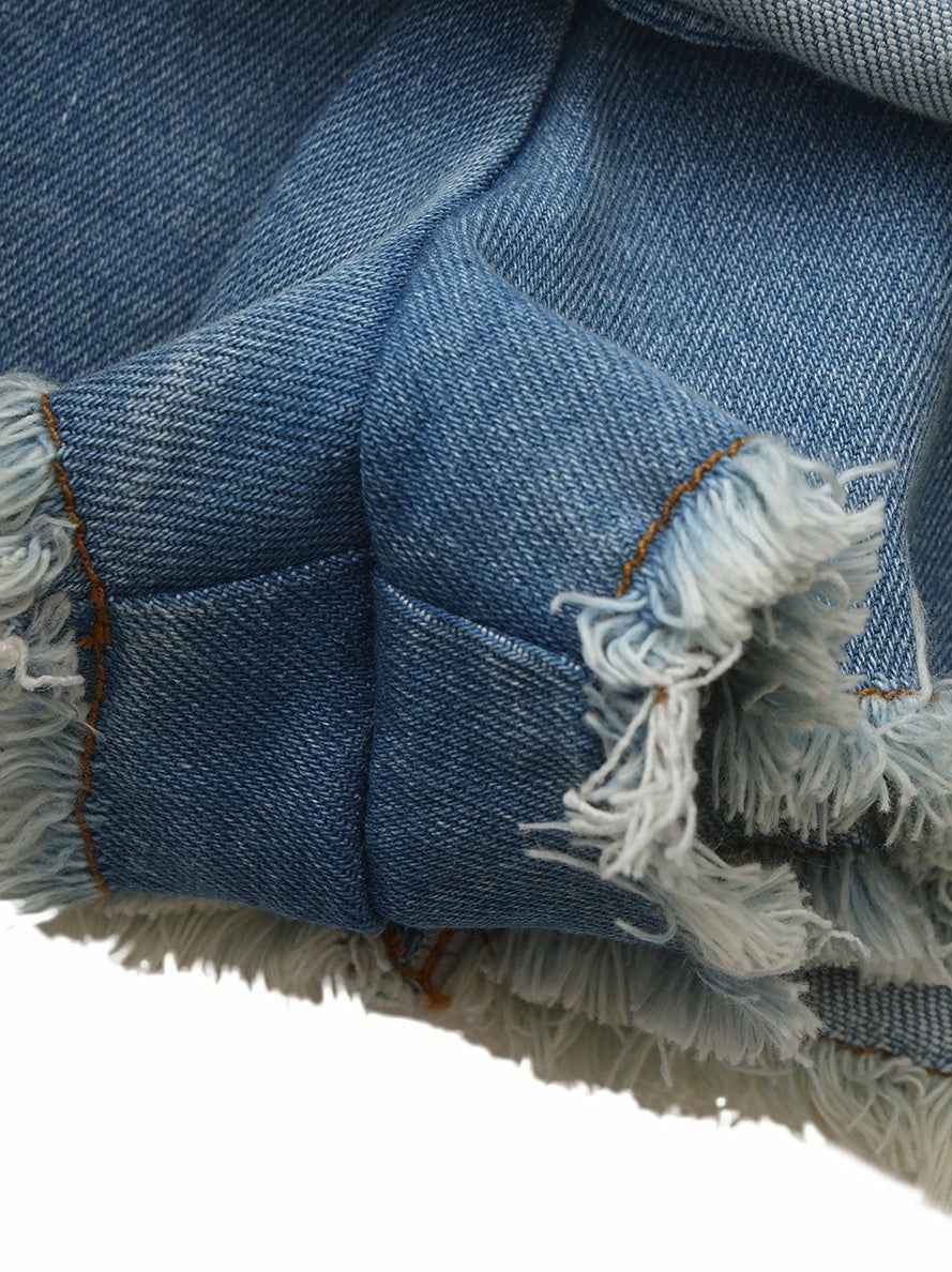 Light Blue Low-Rise Stretch Denim Mini Skirt - Nana Jacqueline
