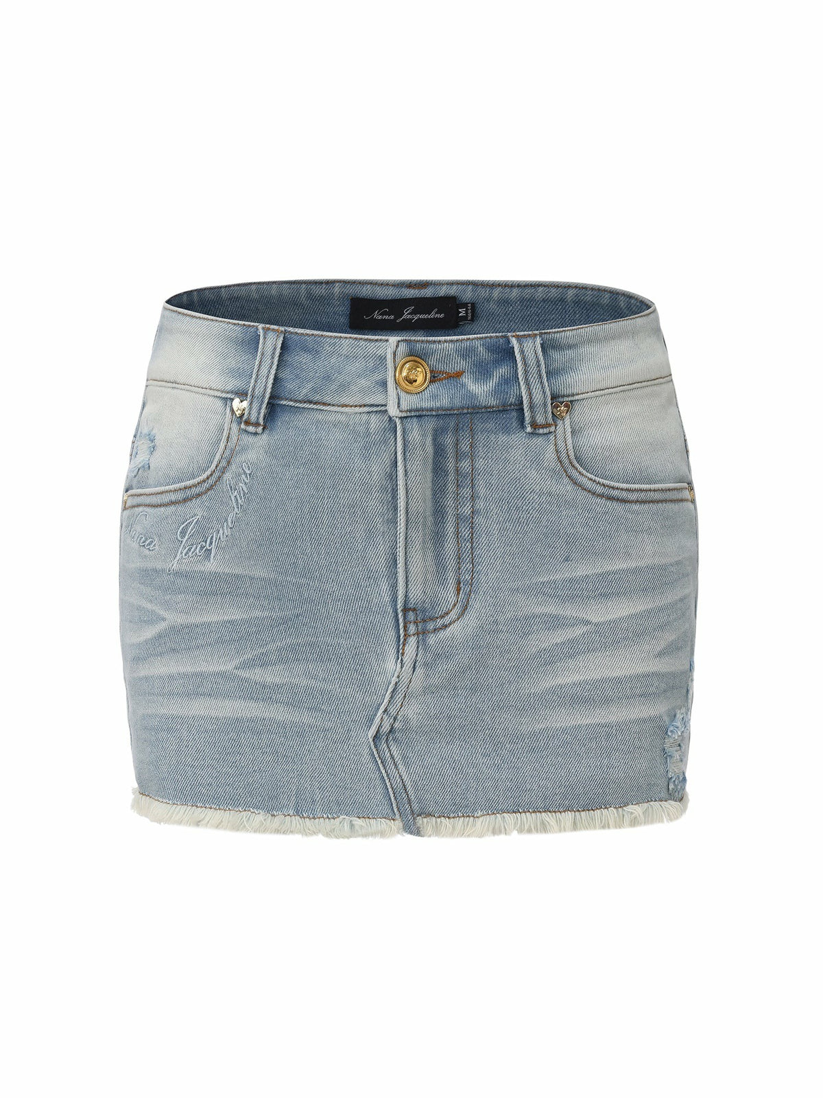 Light Blue Low-Rise Stretch Denim Mini Skirt - Nana Jacqueline