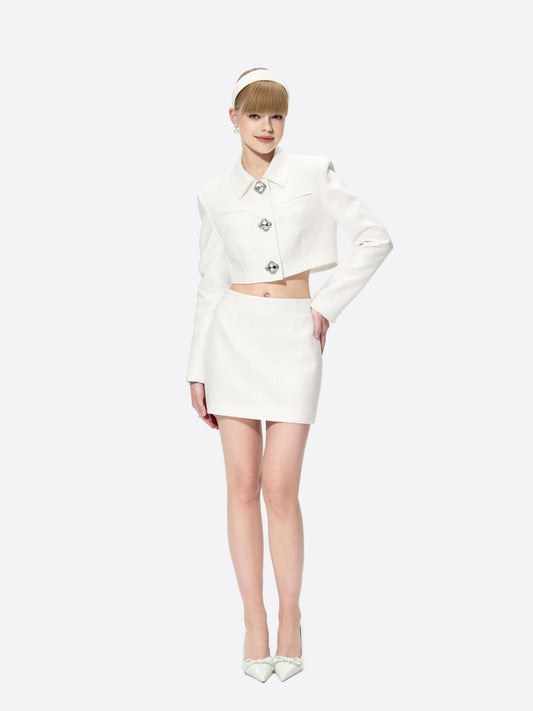 Vanessa Skirt: White Mini Skirt for Bridal Shower - Nana Jacqueline