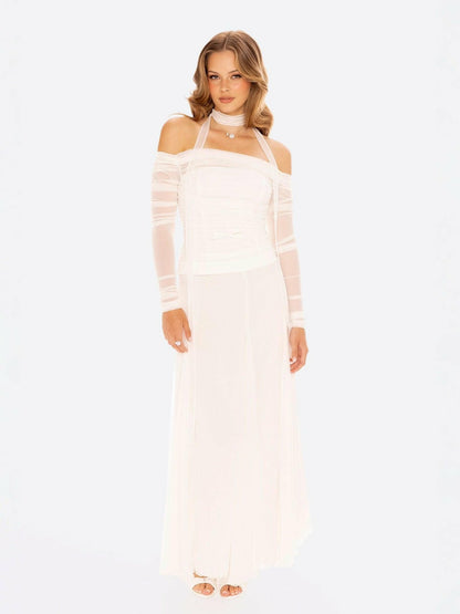 Valencia Skirt: White Maxi Skirt for Bridal Shower - Nana Jacqueline