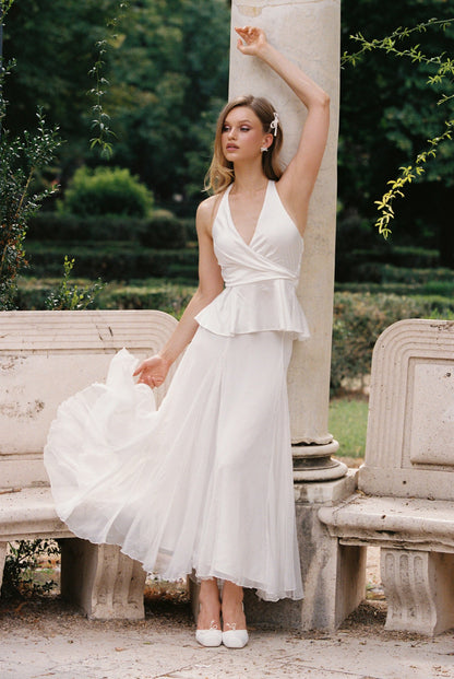 Valencia Skirt: White Maxi Skirt for Bridal Shower - Nana Jacqueline