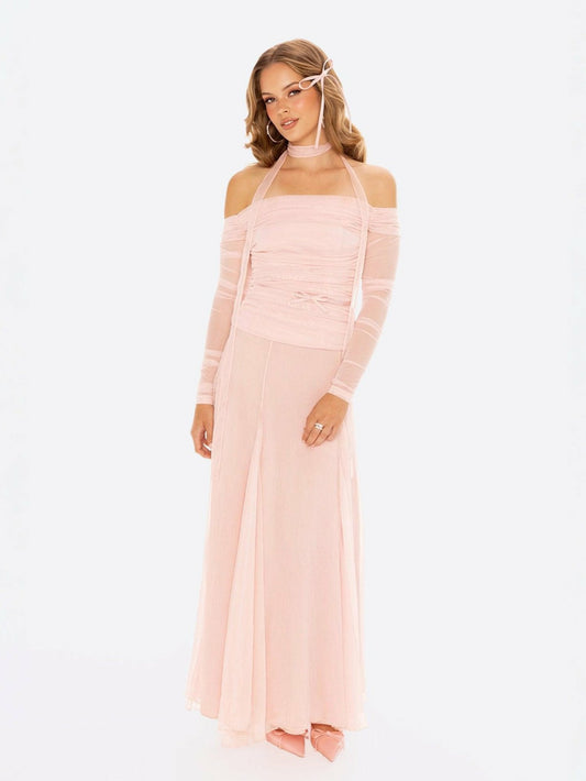 Valencia Skirt: Pink Maxi Skirt for Garden Party - Nana Jacqueline