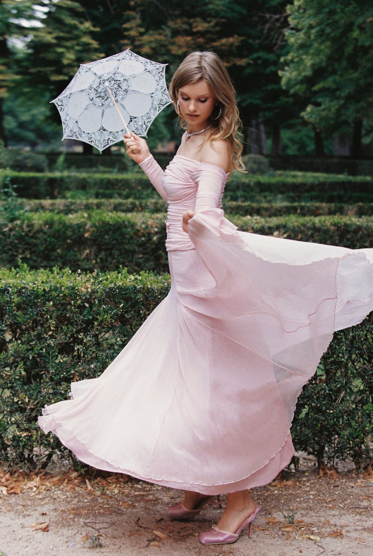 Valencia Skirt: Pink Maxi Skirt for Garden Party - Nana Jacqueline
