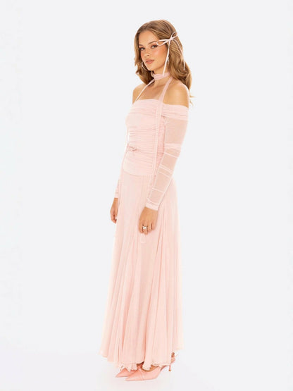 Valencia Skirt: Pink Maxi Skirt for Garden Party - Nana Jacqueline