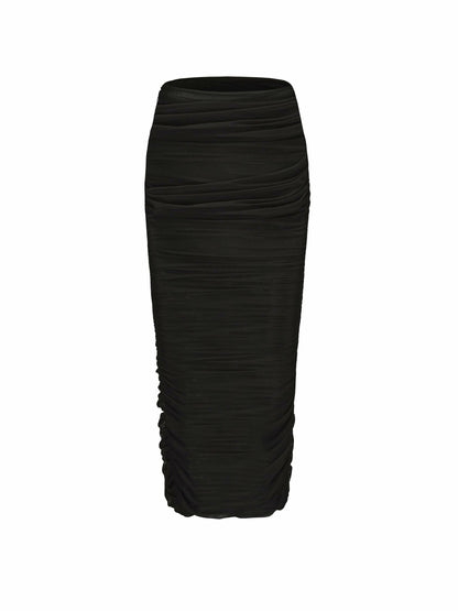 Pia Mesh Skirt: Black Midi Skirt for Date Night - Nana Jacqueline