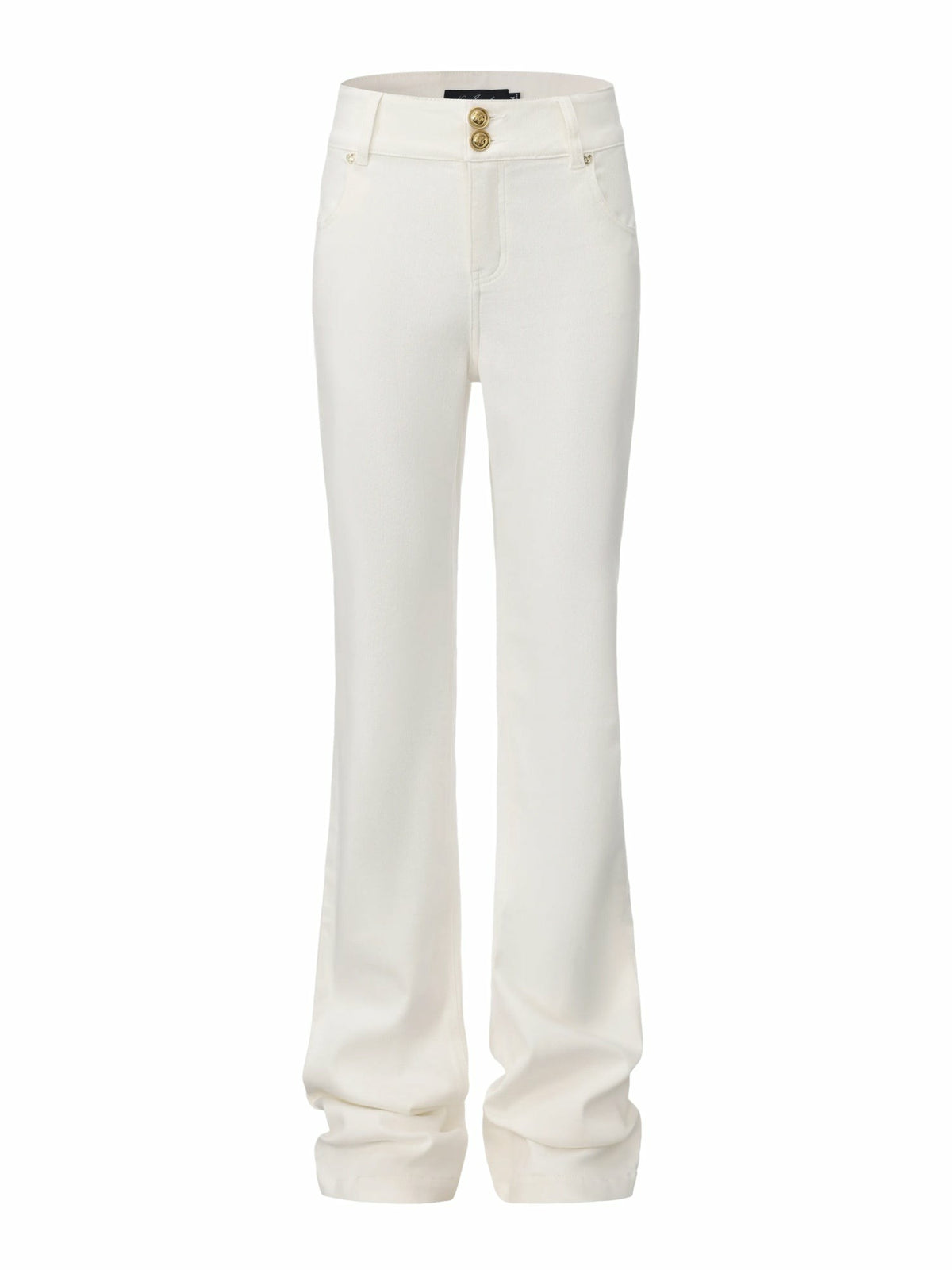High-Waist White Denim Jeans with Crystal Detail - Nana Jacqueline