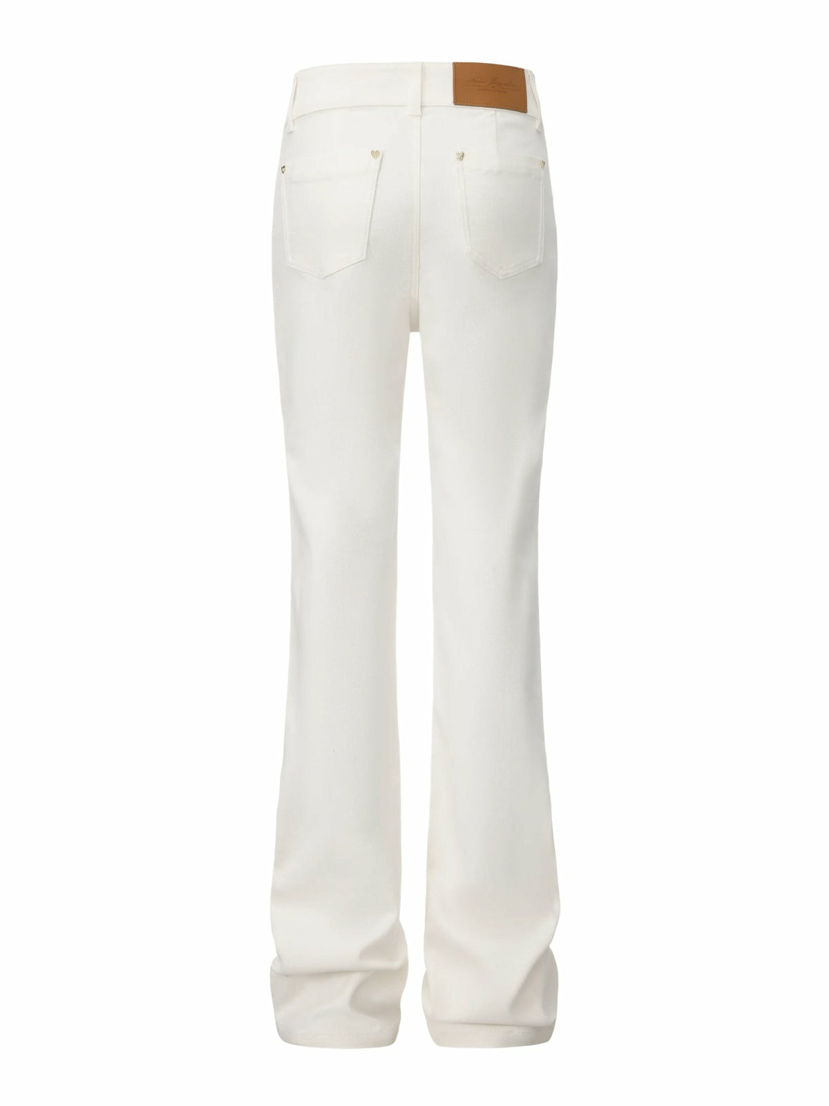 High-Waist White Denim Jeans with Crystal Detail - Nana Jacqueline