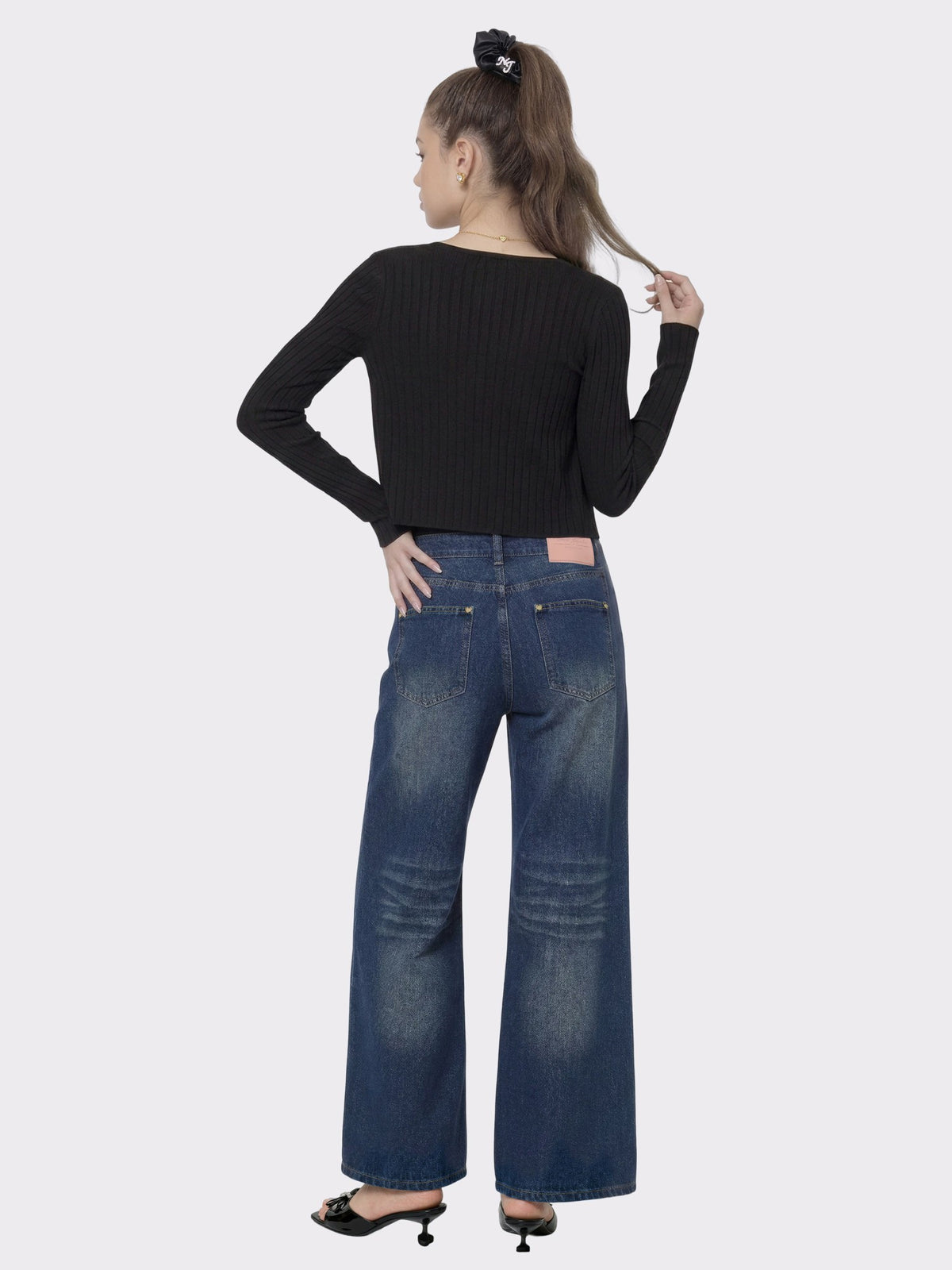 Dark Blue High-Waist Straight Leg Jeans - Nana Jacqueline