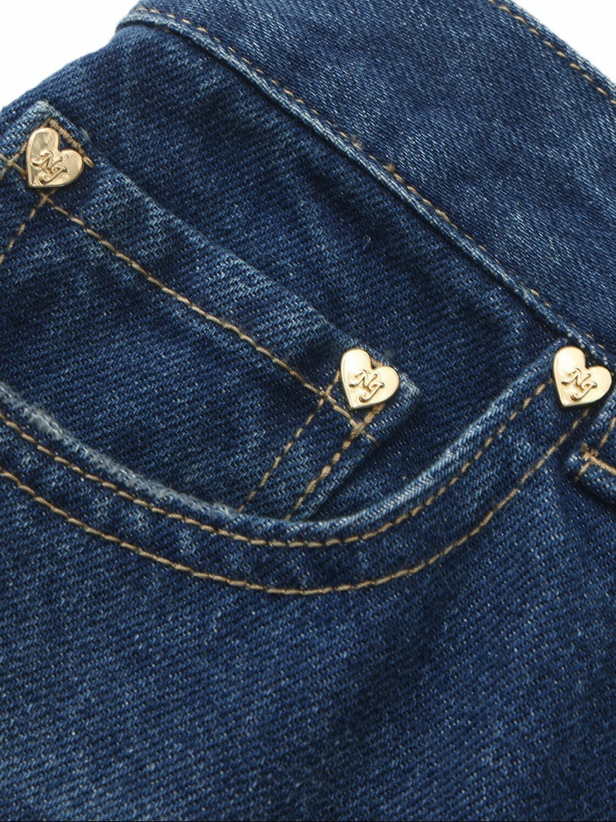Dark Blue High-Waist Straight Leg Jeans - Nana Jacqueline