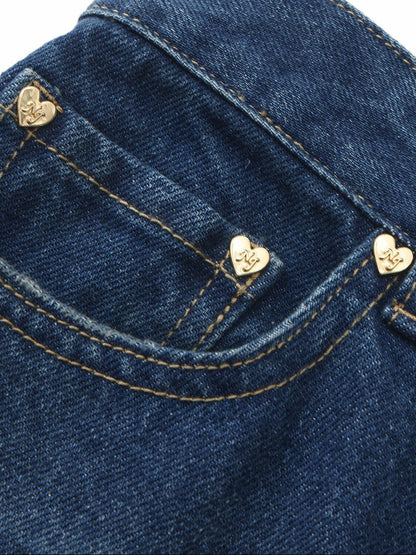 Dark Blue High-Waist Straight Leg Jeans - Nana Jacqueline