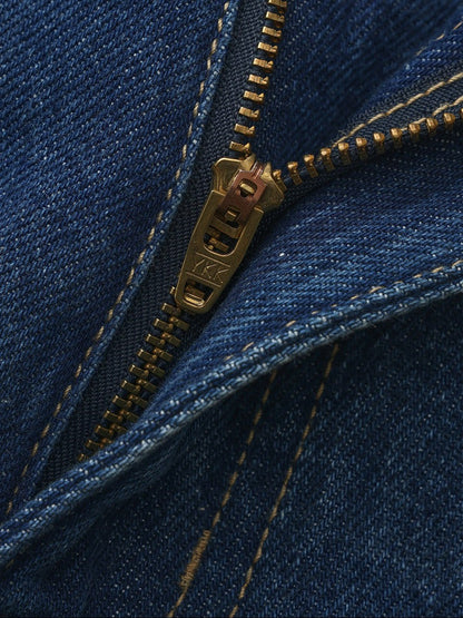Dark Blue High-Waist Straight Leg Jeans - Nana Jacqueline
