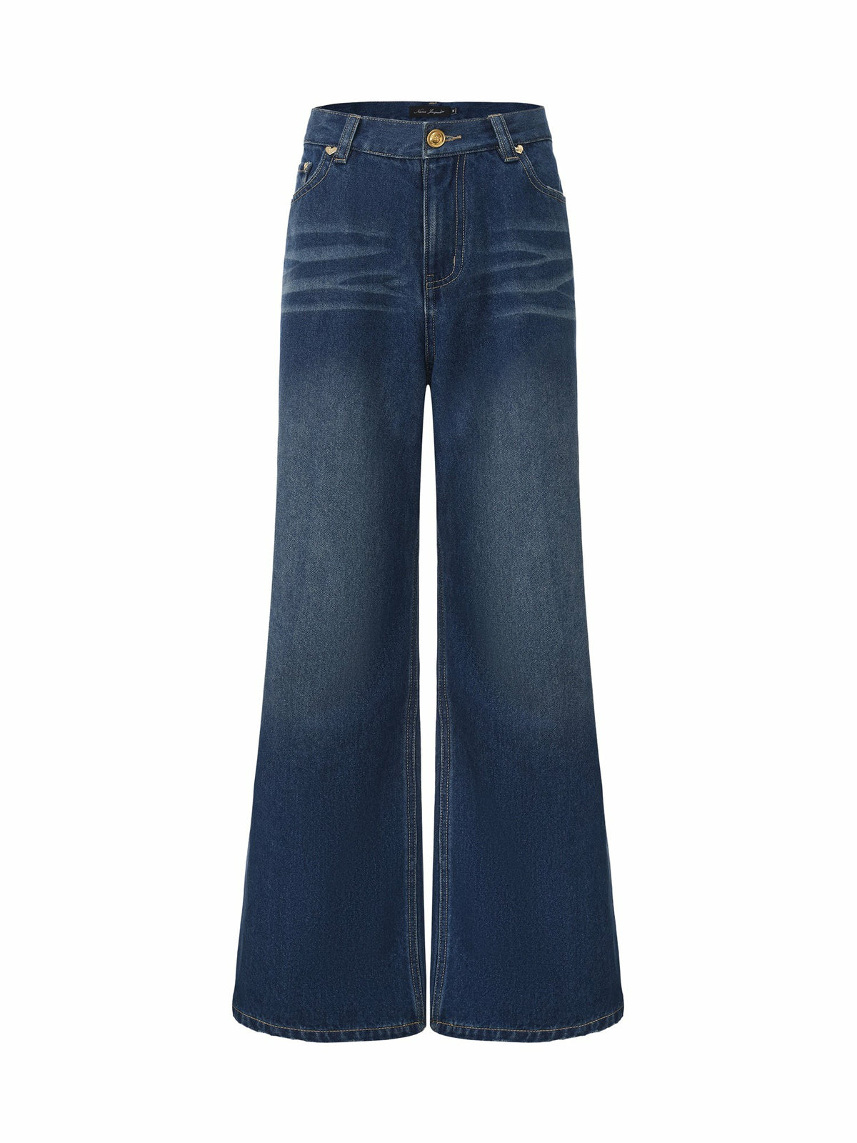 Dark Blue High-Waist Straight Leg Jeans - Nana Jacqueline