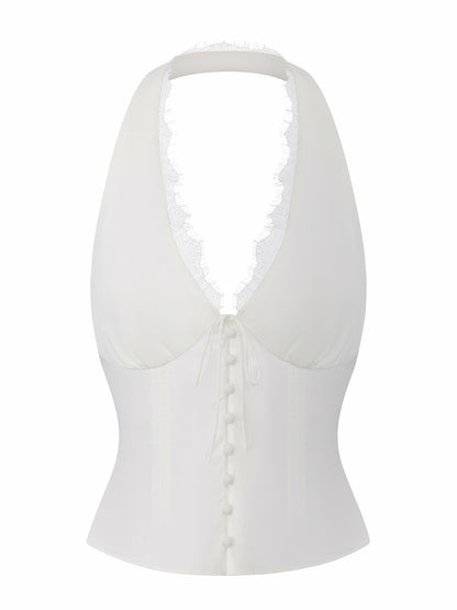 Phoebe Open-Back White Top - Nana Jacqueline