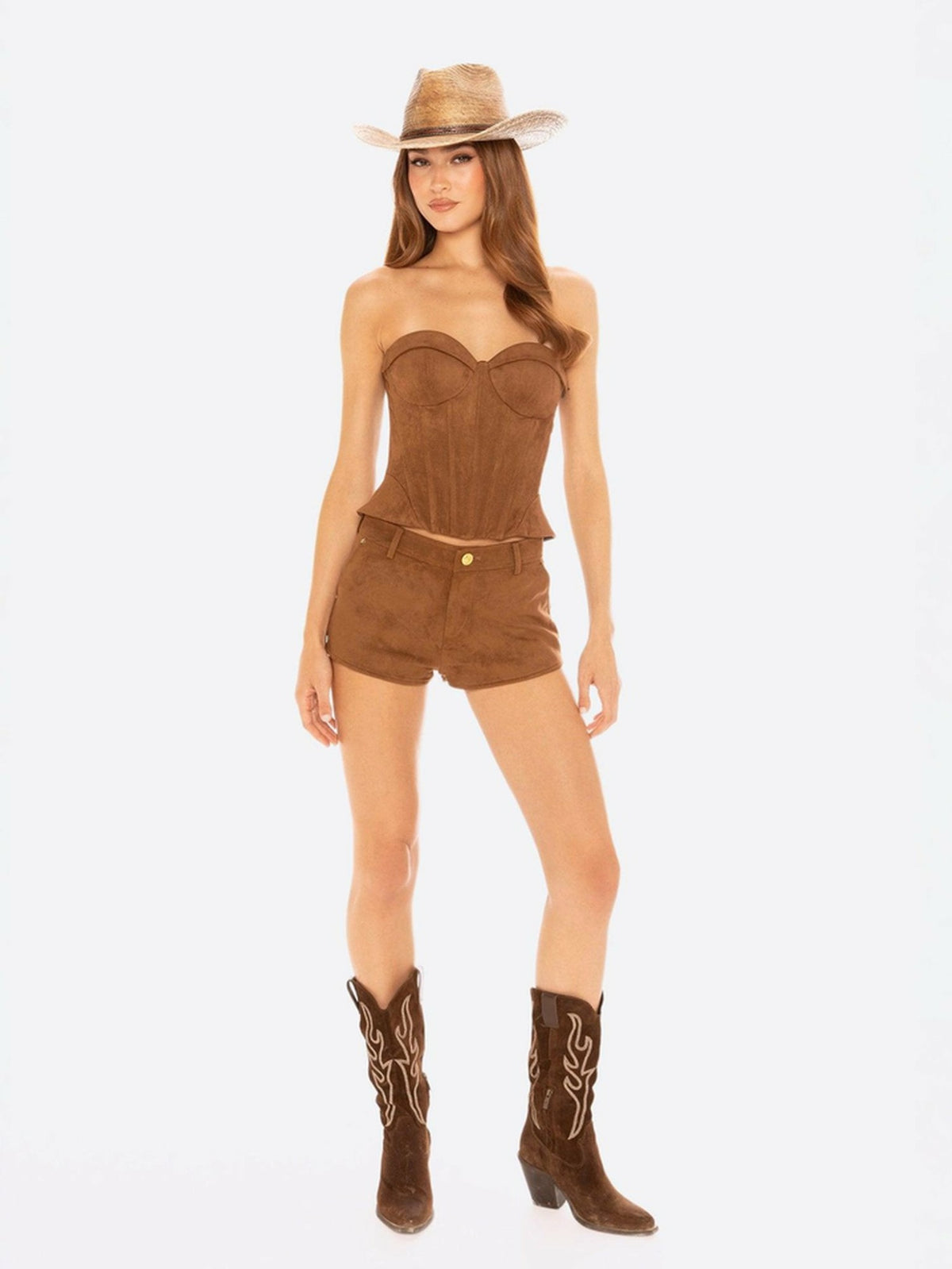 Sienna Suede Top: Brown Corset Top for Date Night - Nana Jacqueline